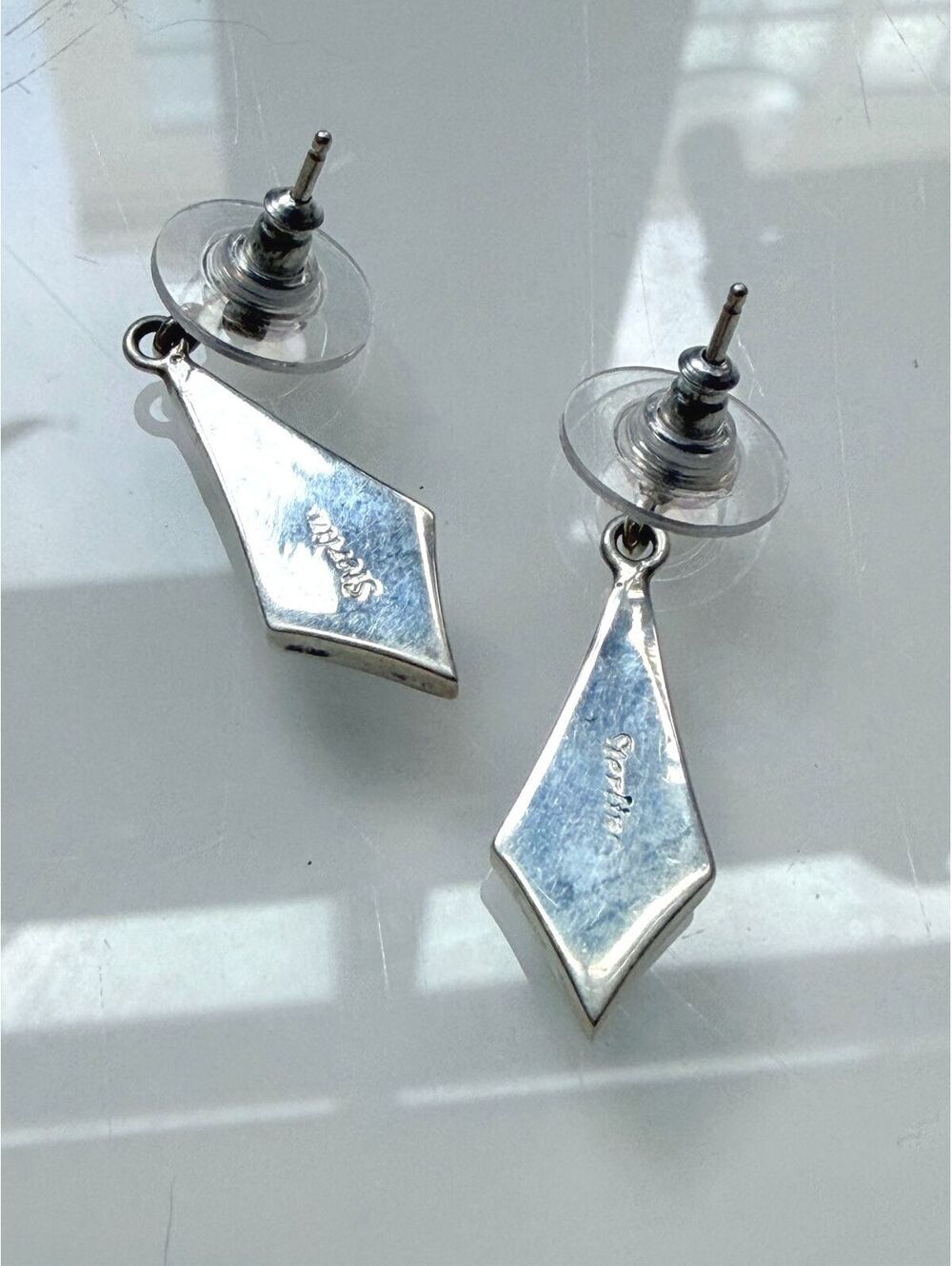 VTG 925 Sterling Sugilite Opal Zuni Style Inlay Earrings - Picture 5 of 6
